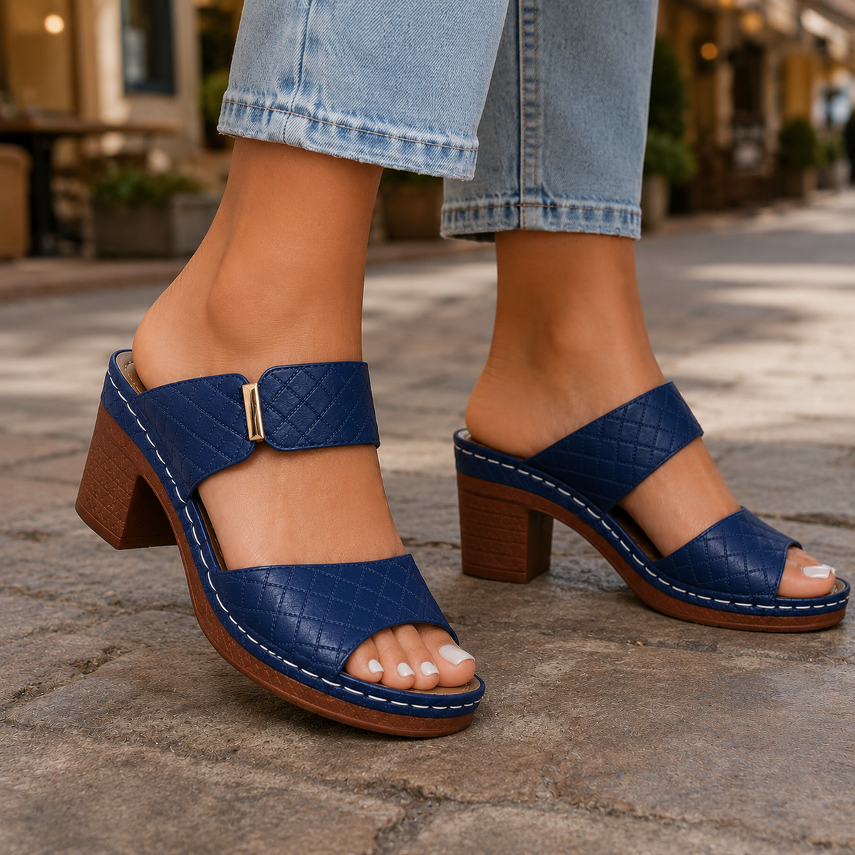 Antonella - Tacones Acolchados de Piel