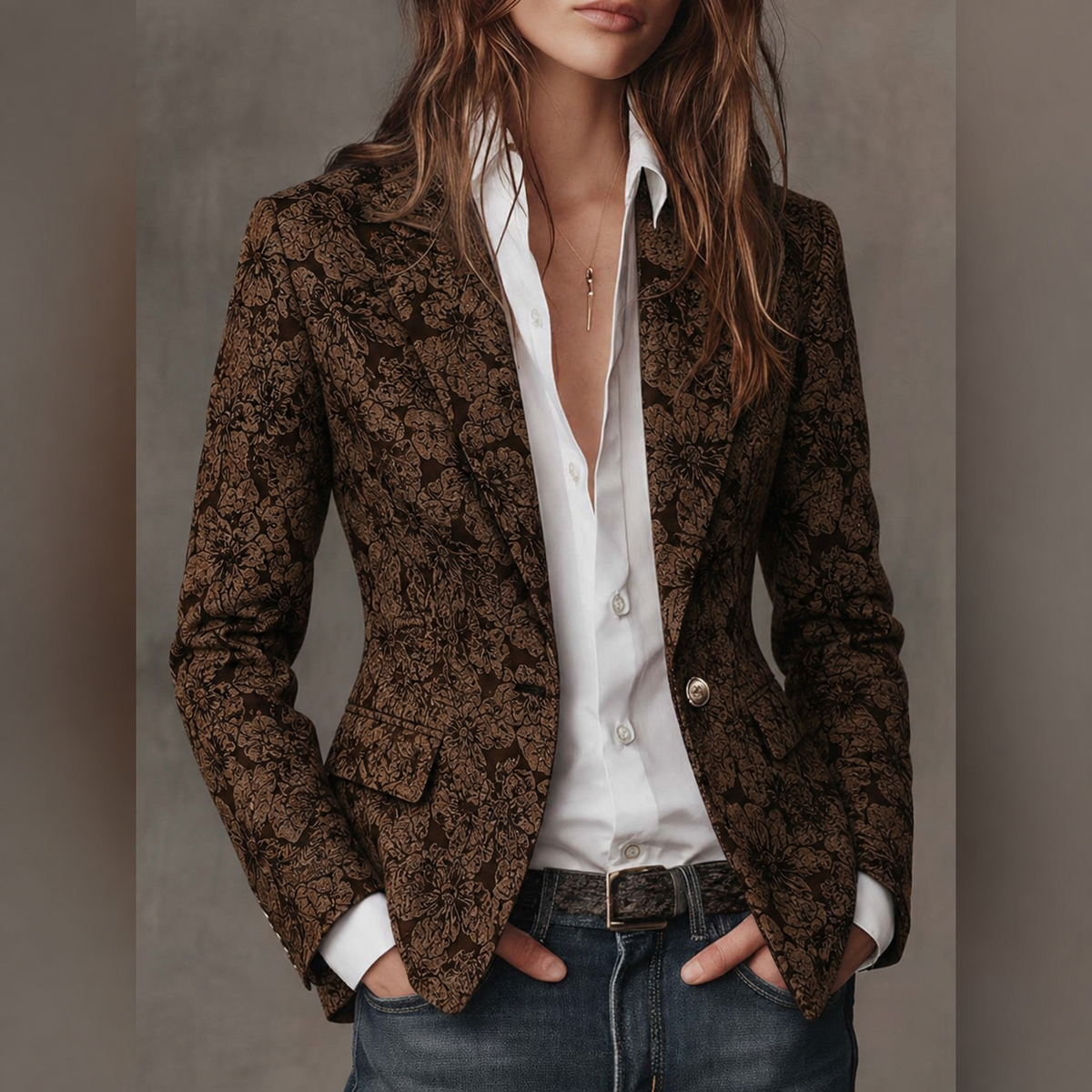 Estelle | Blazer Entallado de Jacquard de Cashmere