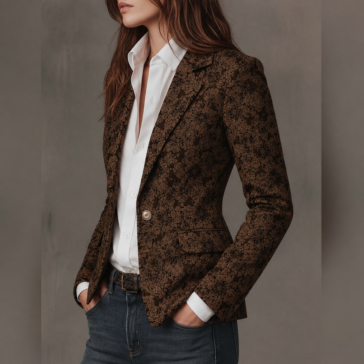 Estelle | Blazer Entallado de Jacquard de Cashmere