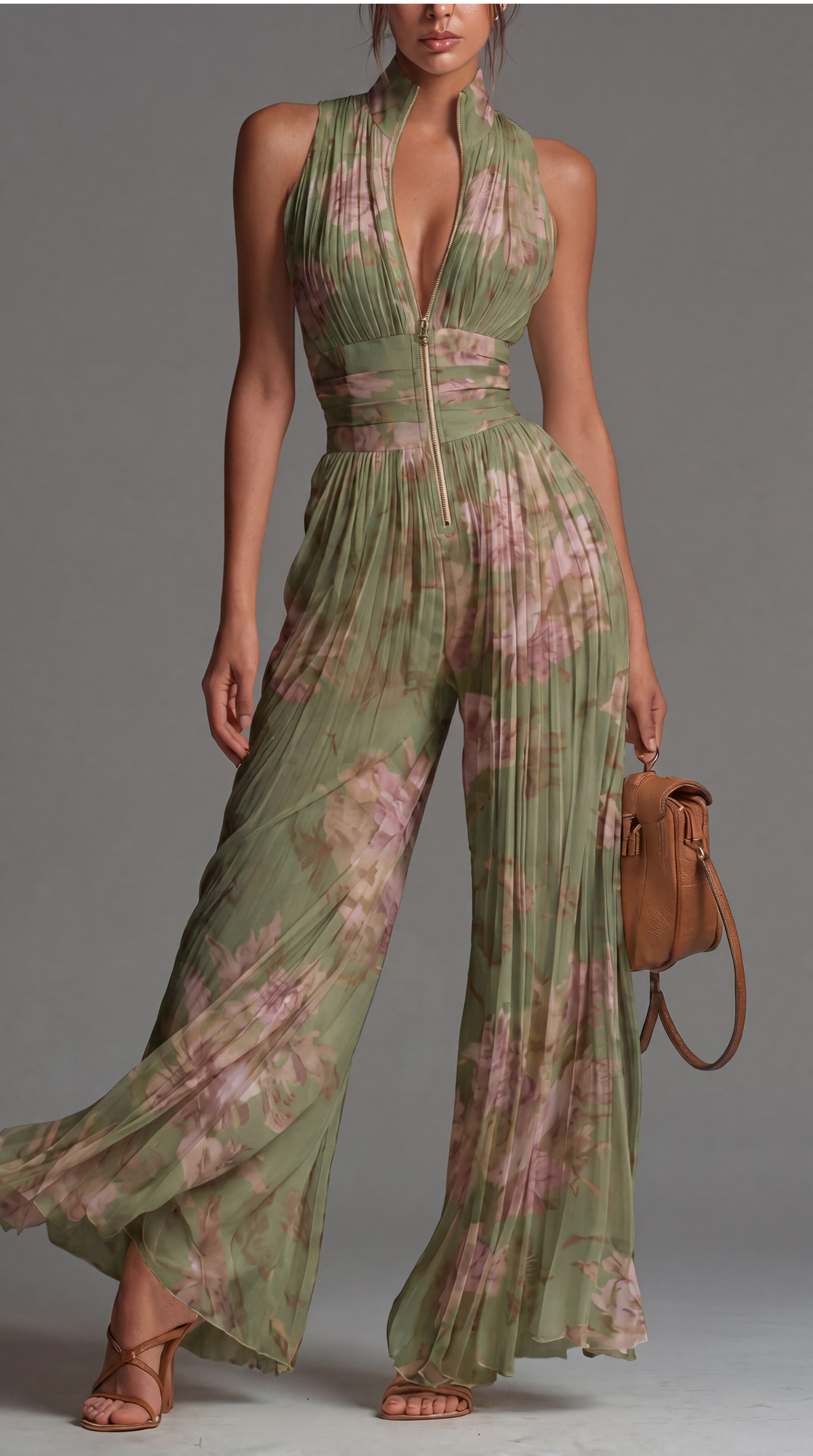 Arabella Mono de Chifón Floral Plisado