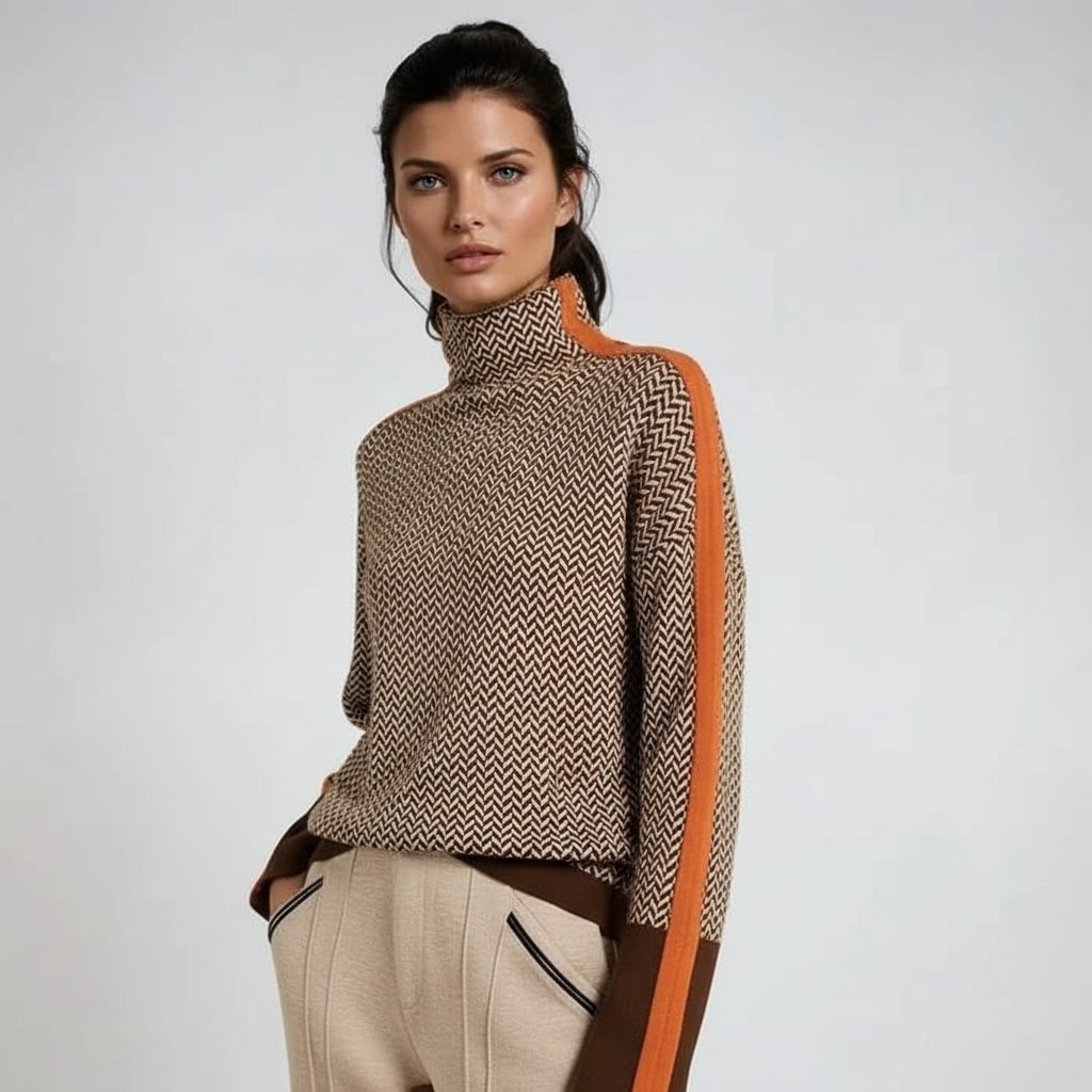 Elara | Cuello Alto con Rayas Contrastadas