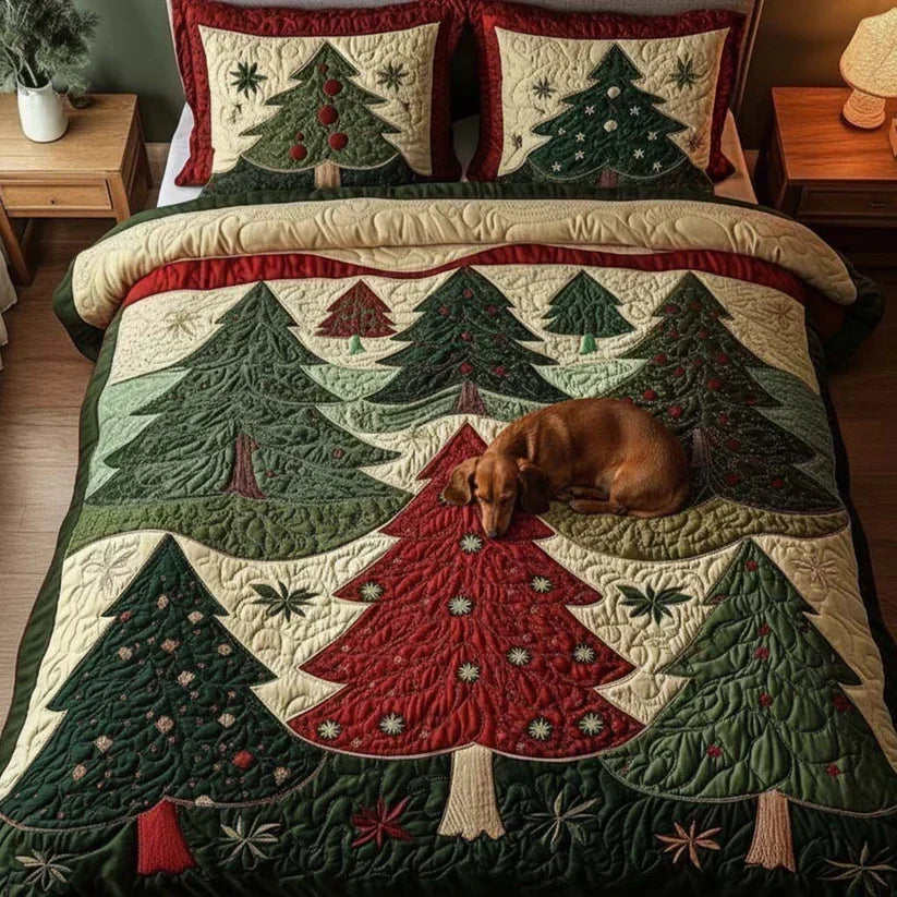 Juego de Cama Acolchado Bosque de Navidad de 3 Piezas