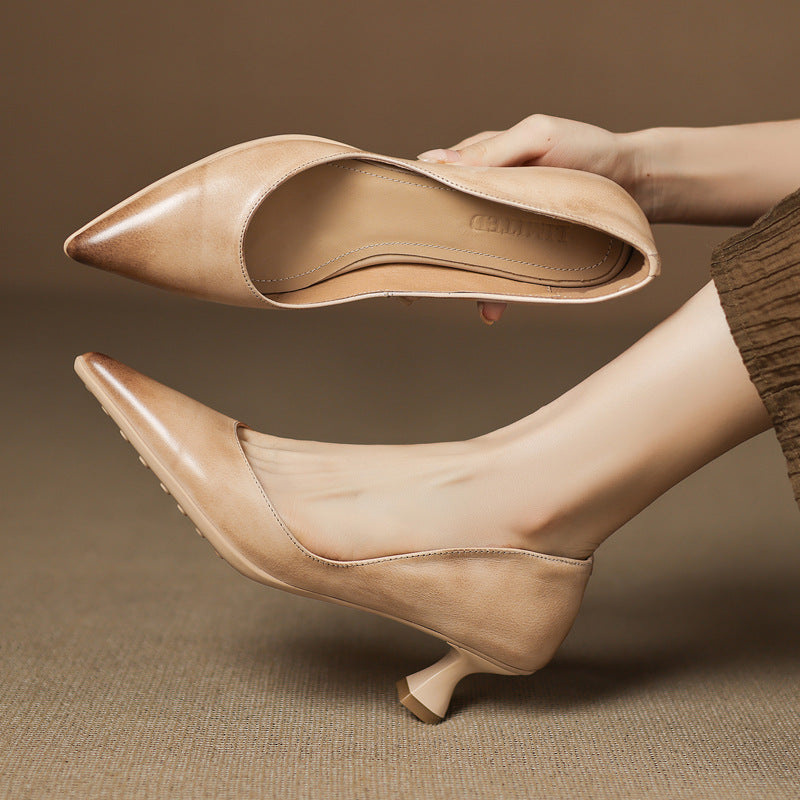 Calenne Tacones Kitten de Piel