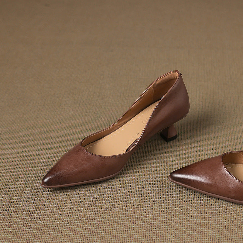 Calenne Tacones Kitten de Piel
