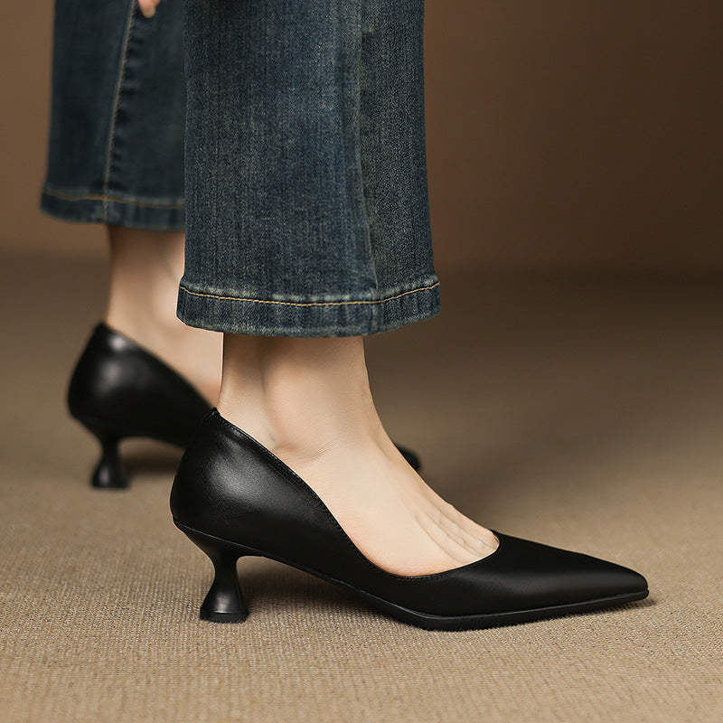 Calenne Tacones Kitten de Piel