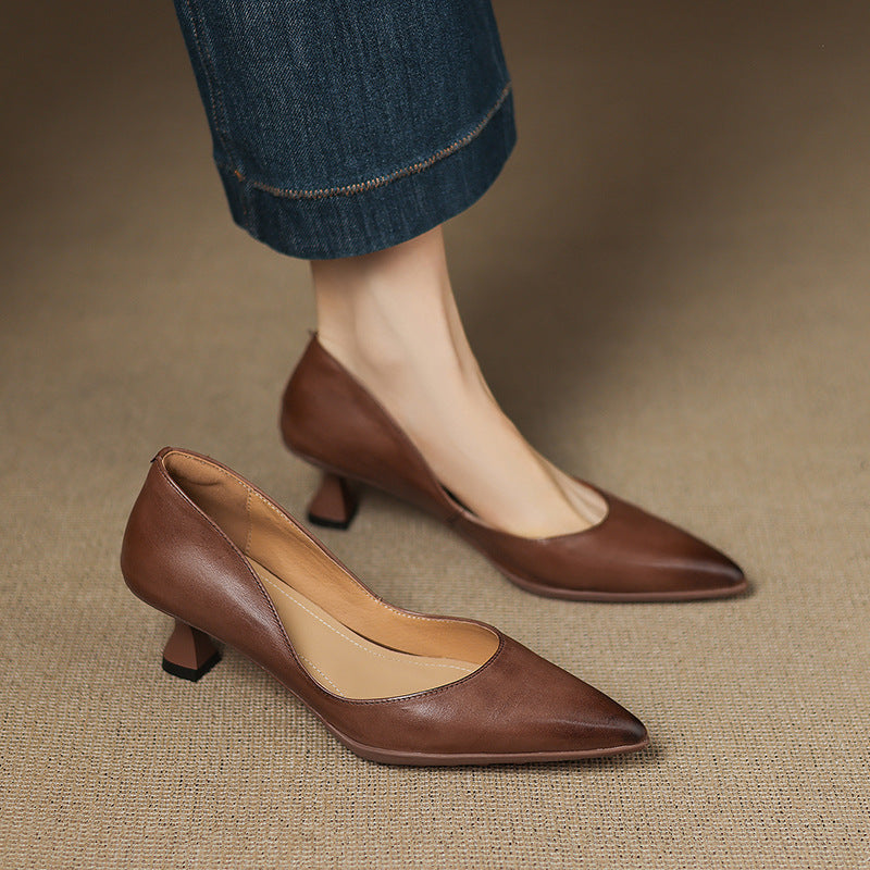 Calenne Tacones Kitten de Piel
