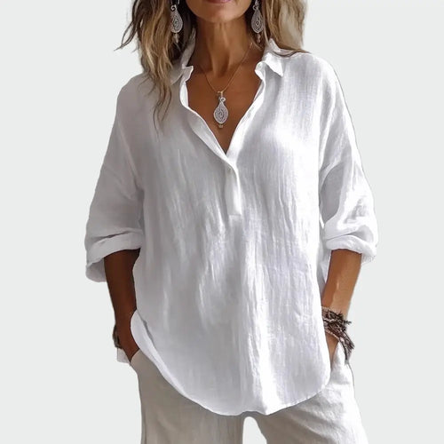 Zaira Blusa Lino Manga Larga