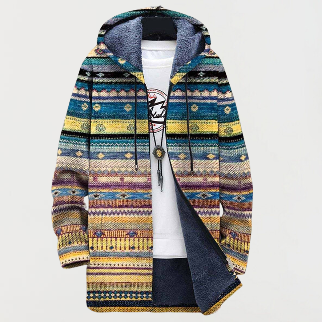 Constance | Abrigo con Capucha y Estampado Geométrico