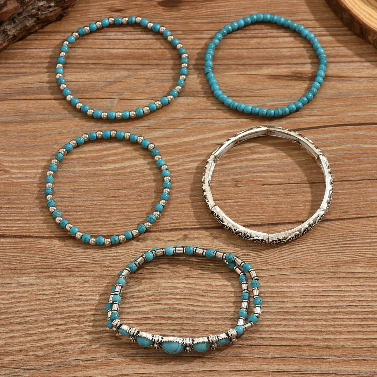 Conjunto de Pulseras Boho de Turquesa