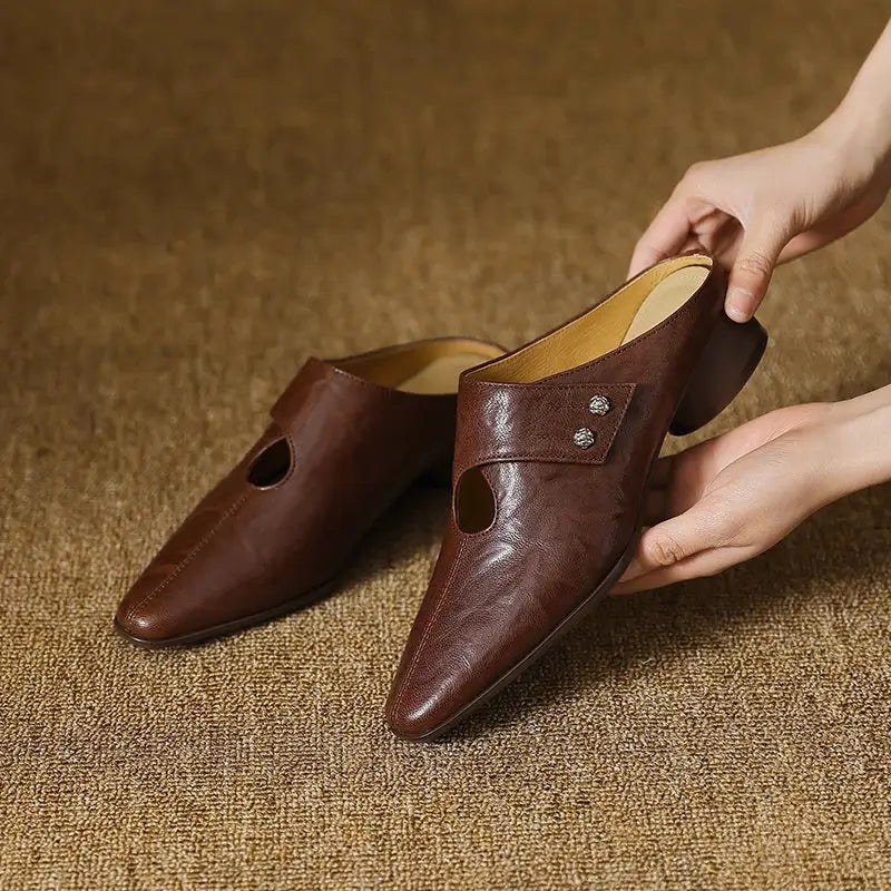 Agnit Mules de Piel Auténtica