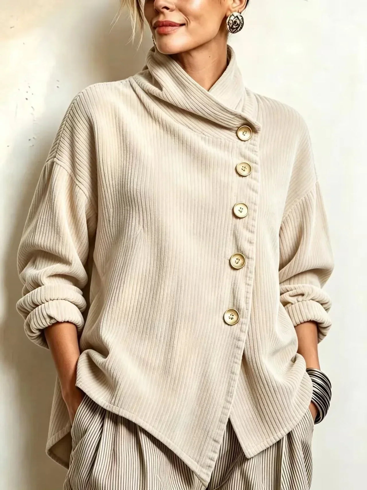 Irene | Blusa de Pana con Cuello Cruzado