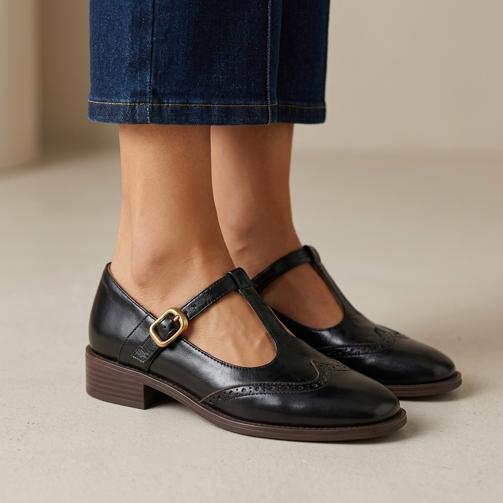 Claire Mary Janes de Piel
