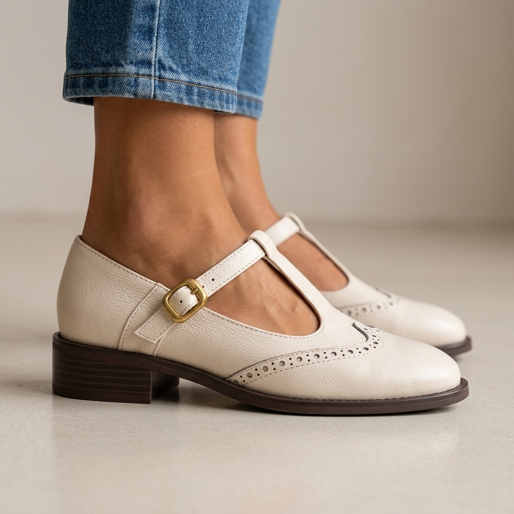 Claire Mary Janes de Piel