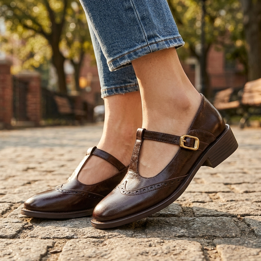 Claire Mary Janes de Piel