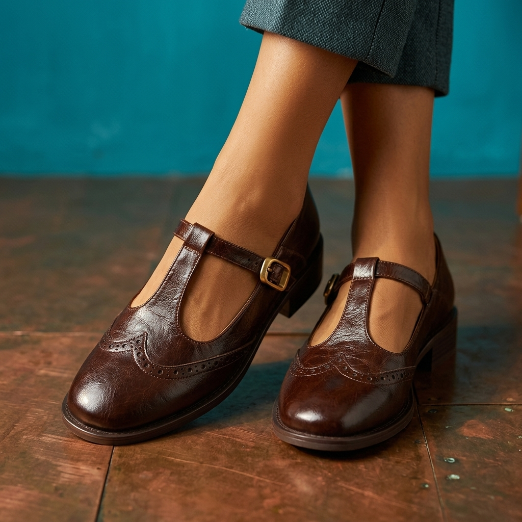 Claire Mary Janes de Piel