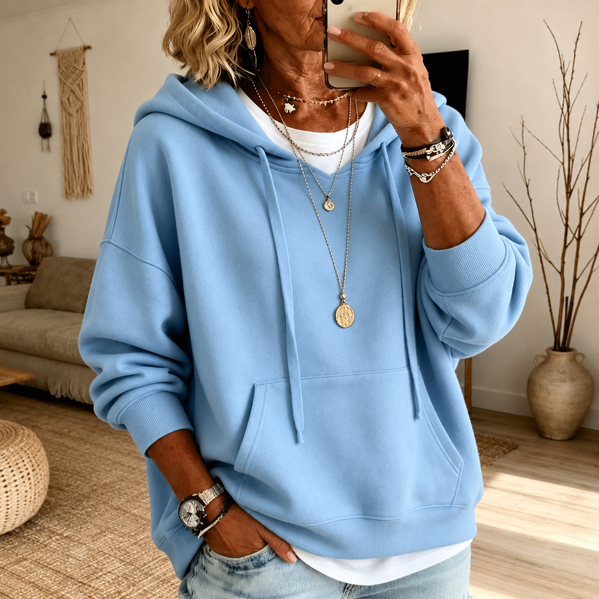 Ines | Sudadera Oversize Azul Cielo