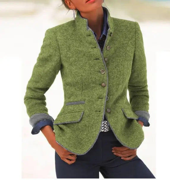 Adelaide | Chaqueta de Cuello Alto en Mezcla de Lana