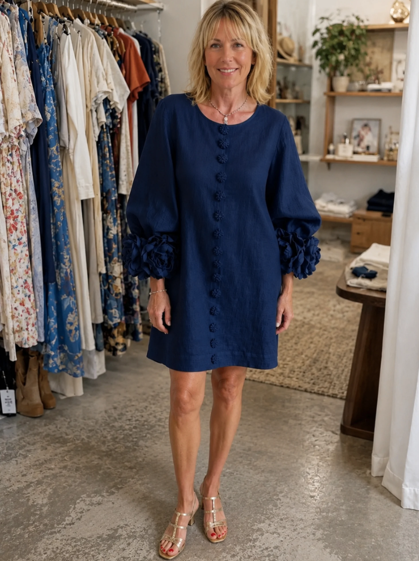 Vestido Mini Florence con Botones y Estampado Floral