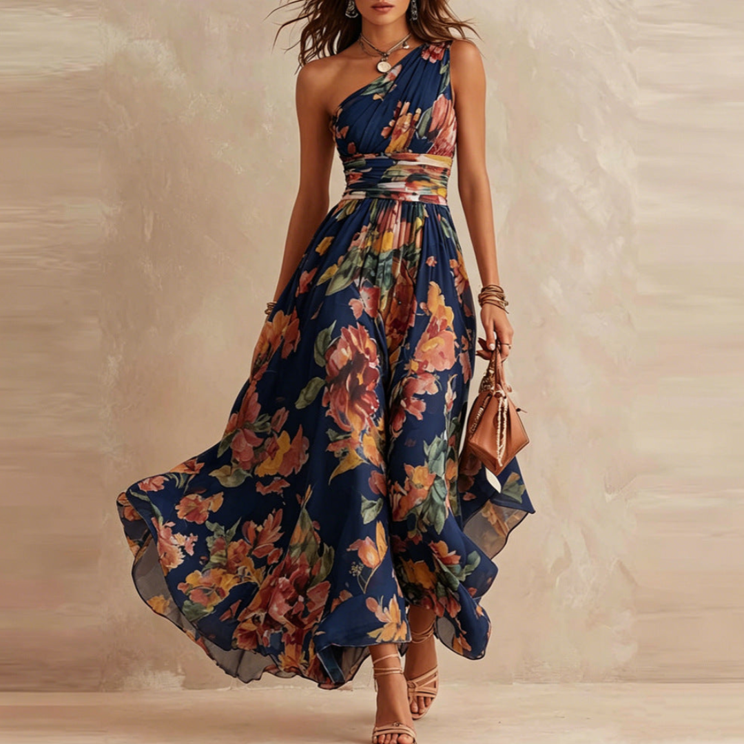 Iselle | Vestido Maxi Michelle Floral de Un Hombro