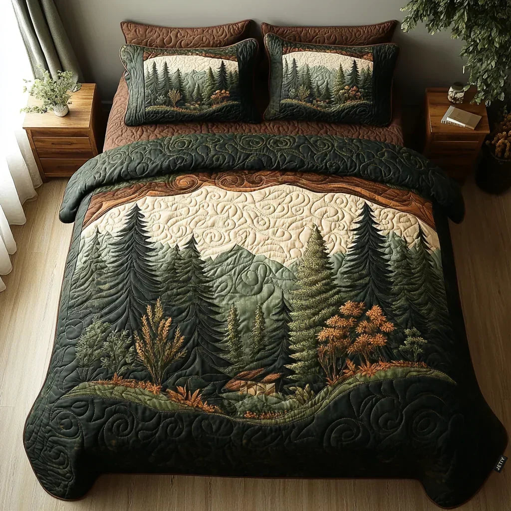 Juego de Ropa de Cama Acolchada Forest Walk de 3 Piezas