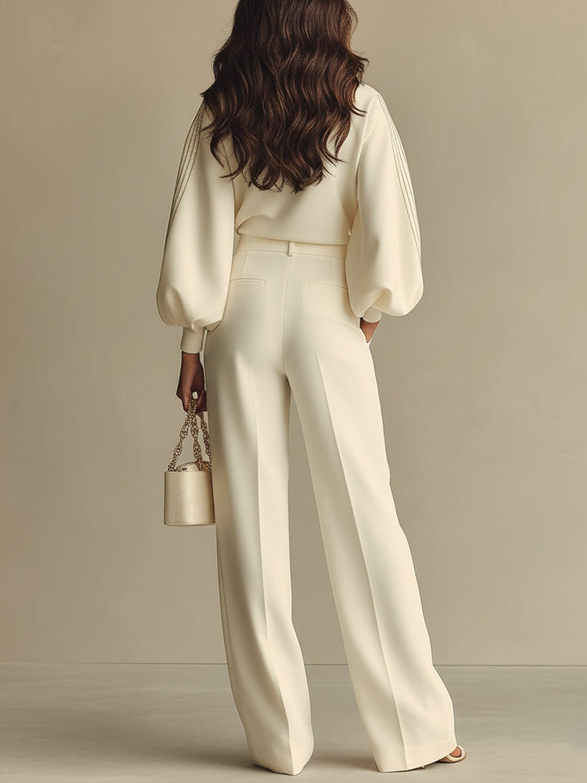 Hannah | Conjunto de Punto Canalé con Pantalón Ancho