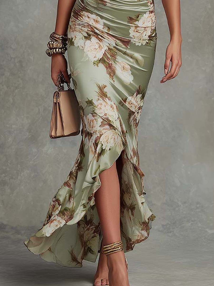 Iselle | Vestido Midi Anastasia Floral Satinado