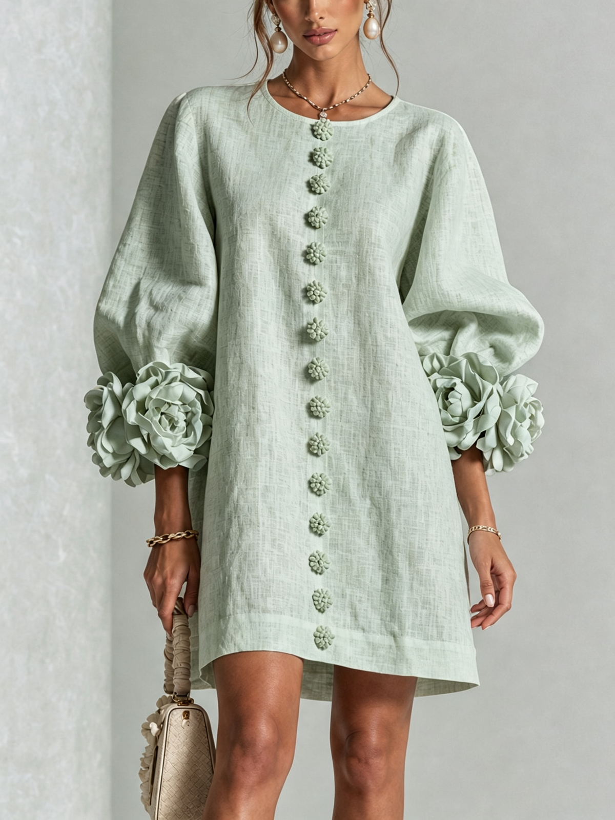 Vestido Mini Florence con Botones y Estampado Floral