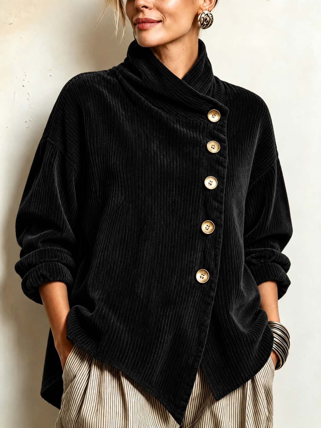Irene | Blusa de Pana con Cuello Cruzado