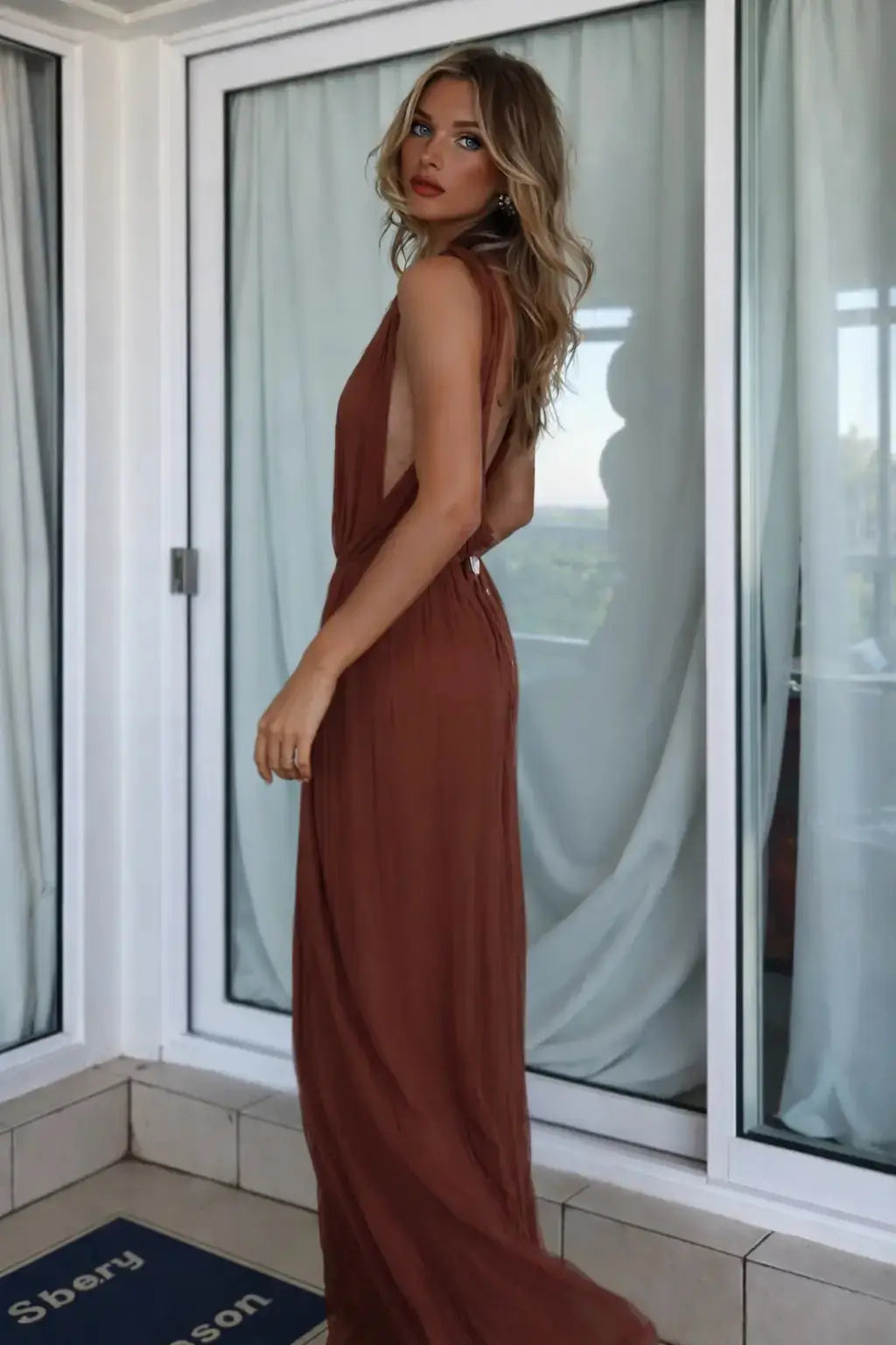 Selma Vestido Maxi Rojo-Marrón