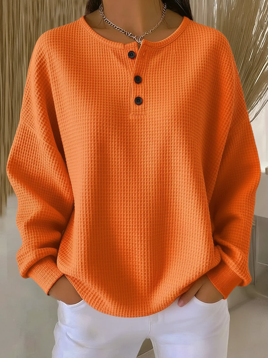 Úrsula | Sudadera Henley de gofre