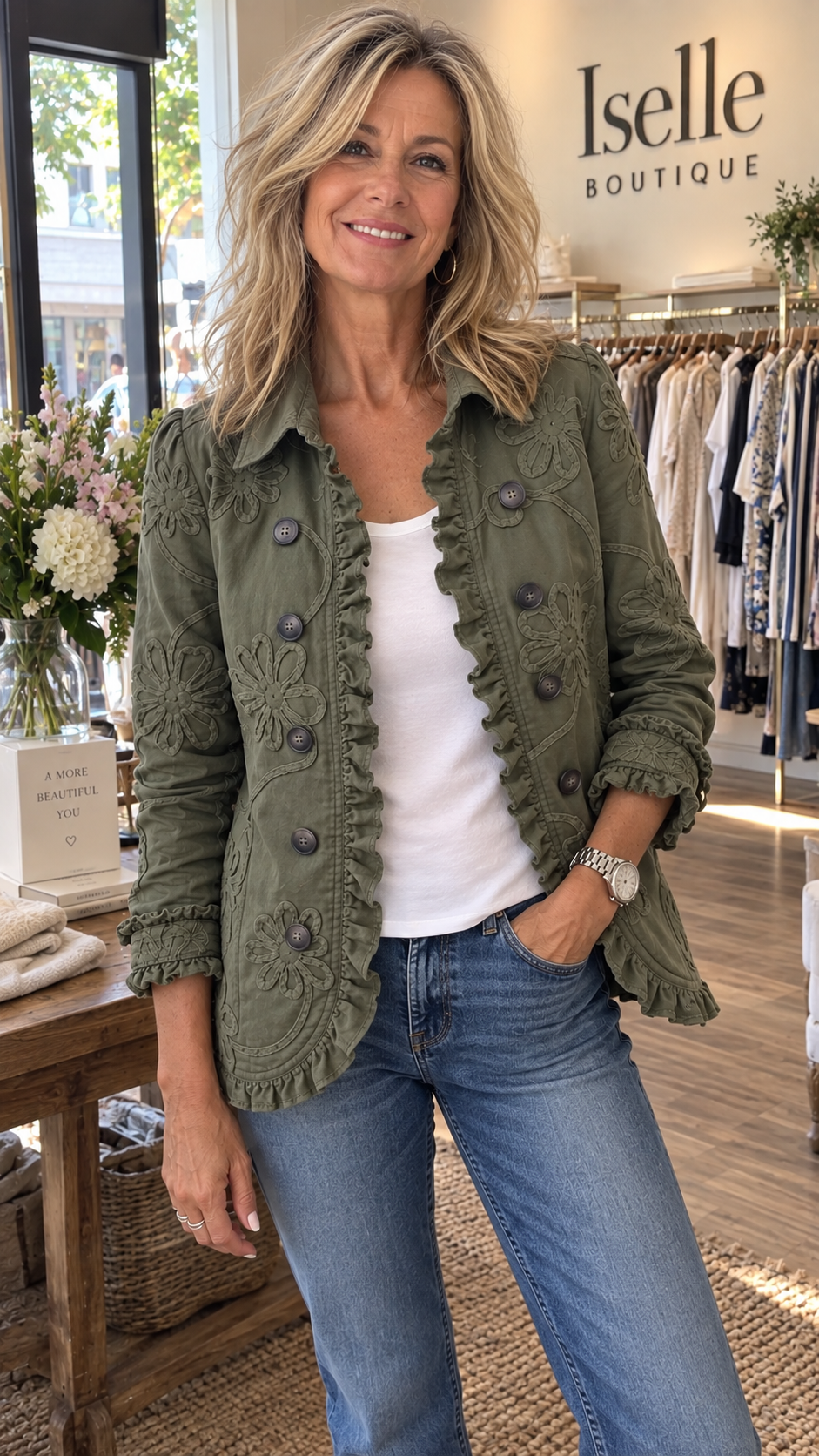 Faustine Chaqueta Bohemia Bordada con Flores