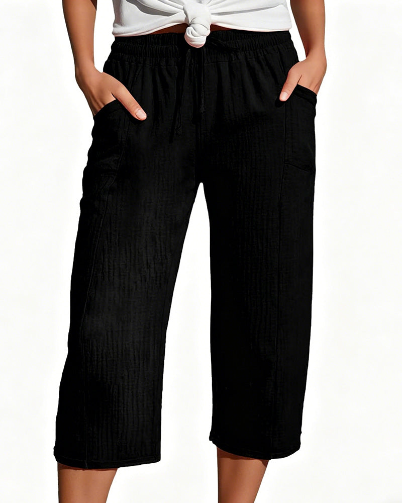 Cleo – Pantalón Ancho Capri de Algodón