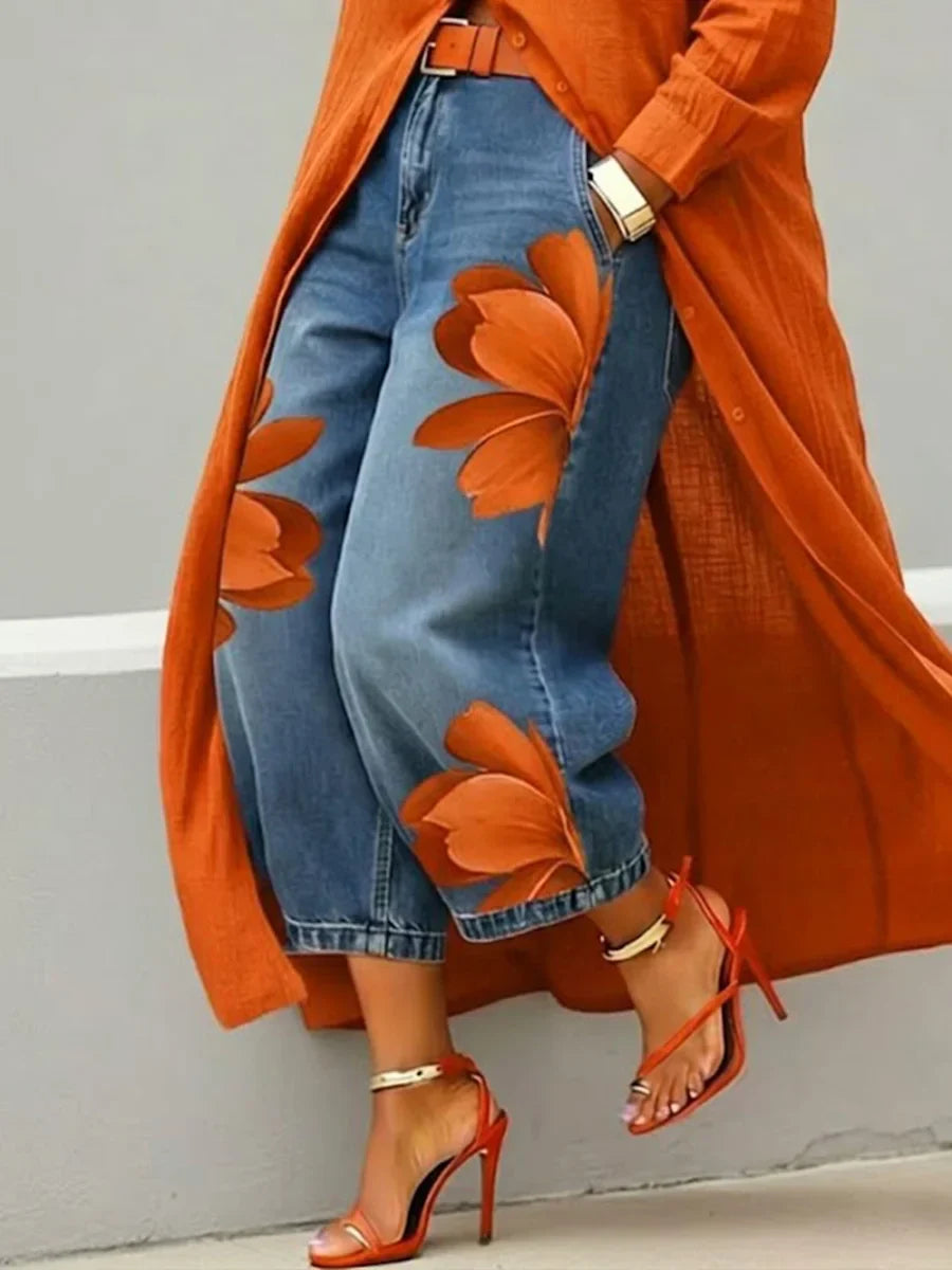 Conjunto Fiamma: Vestido Camisero y Vaqueros Florales