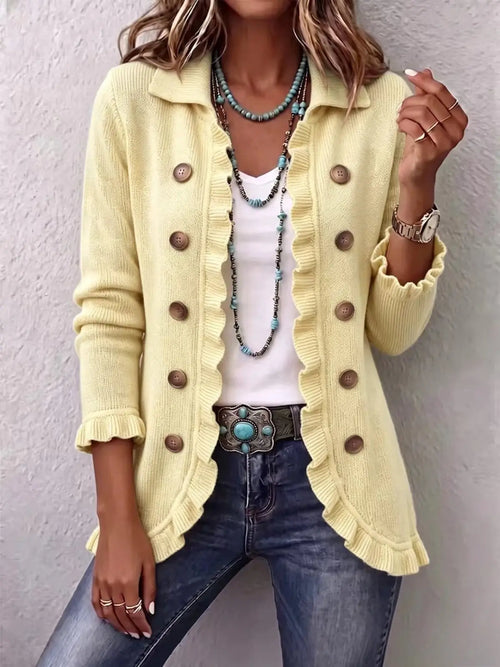 Grazia | Chaqueta de Punto Crema con Volantes