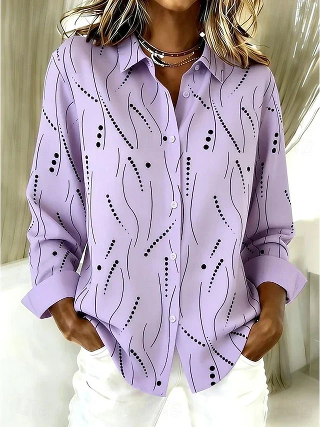 Dawnsley Blusa Casual con Botones Estampado Abstracto