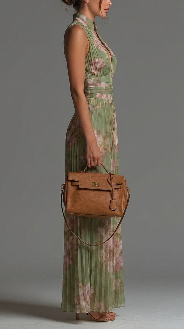 Arabella Mono de Chifón Floral Plisado