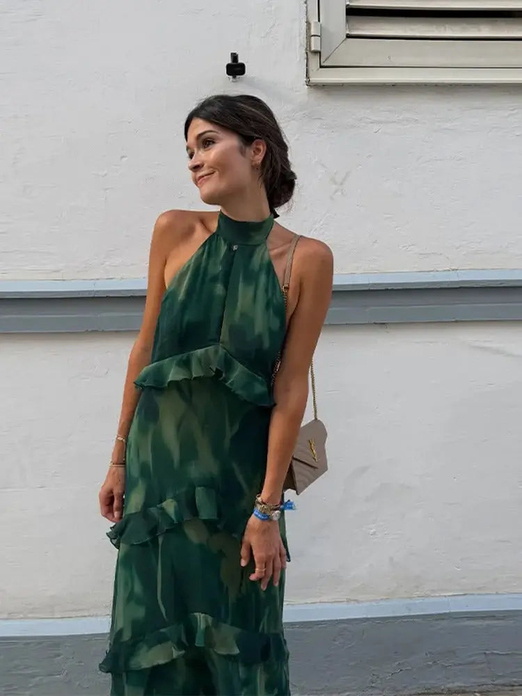 Silvia Vestido Maxi Halter Verde