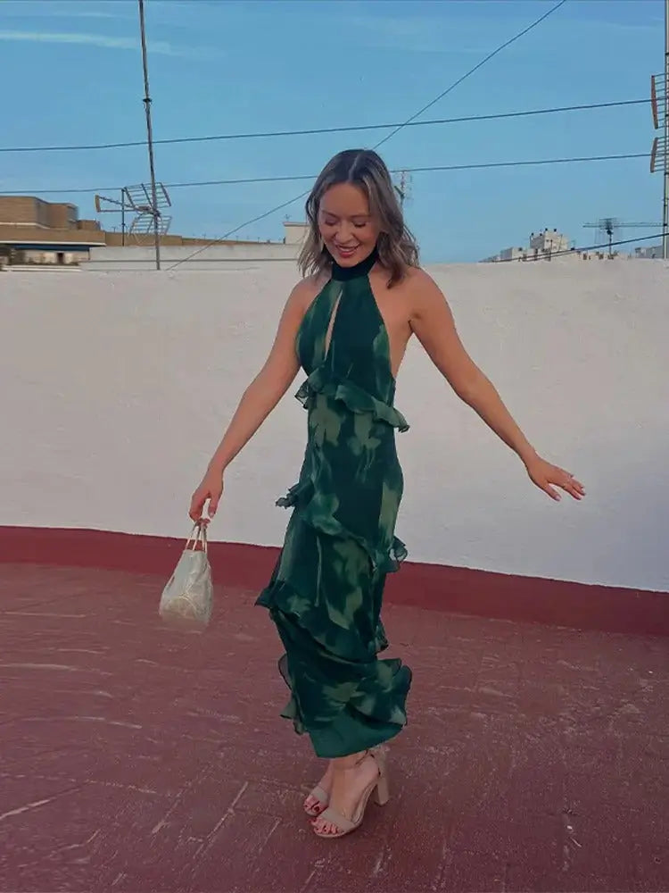 Silvia Vestido Maxi Halter Verde