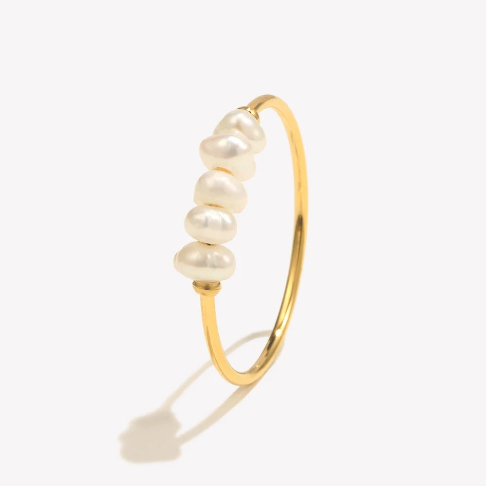 Elena Anillo Dorado con Perla de Agua Dulce