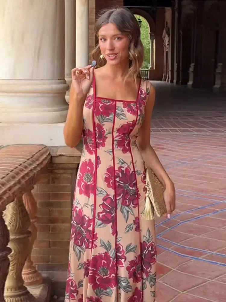Teresa Vestido Maxi Floral Escote Cuadrado
