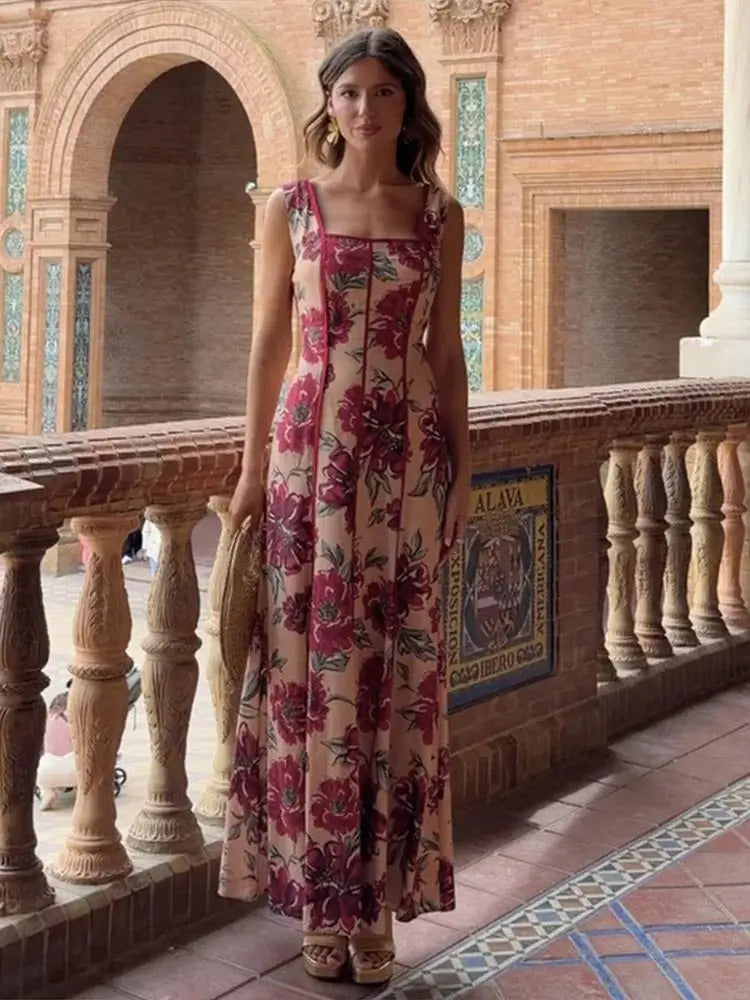 Teresa Vestido Maxi Floral Escote Cuadrado