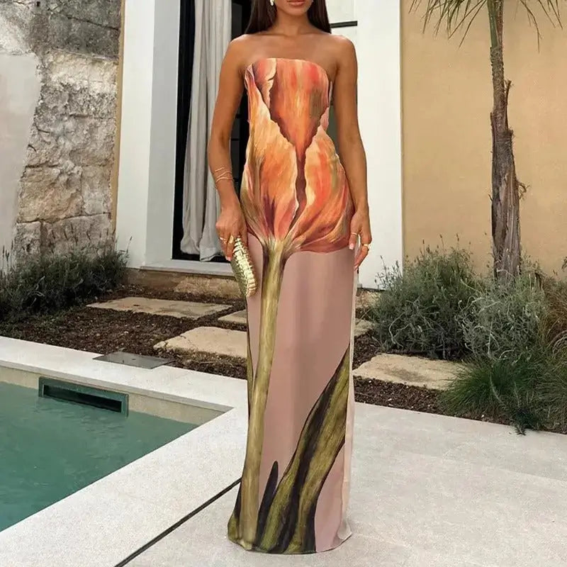 Gloria Vestido Maxi Estampado Verde