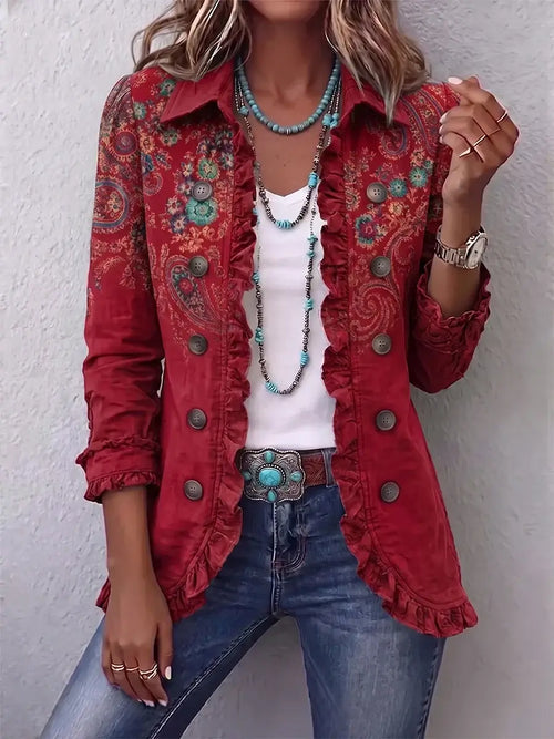 Serafina | Chaqueta Estampado Cachemira con Volantes