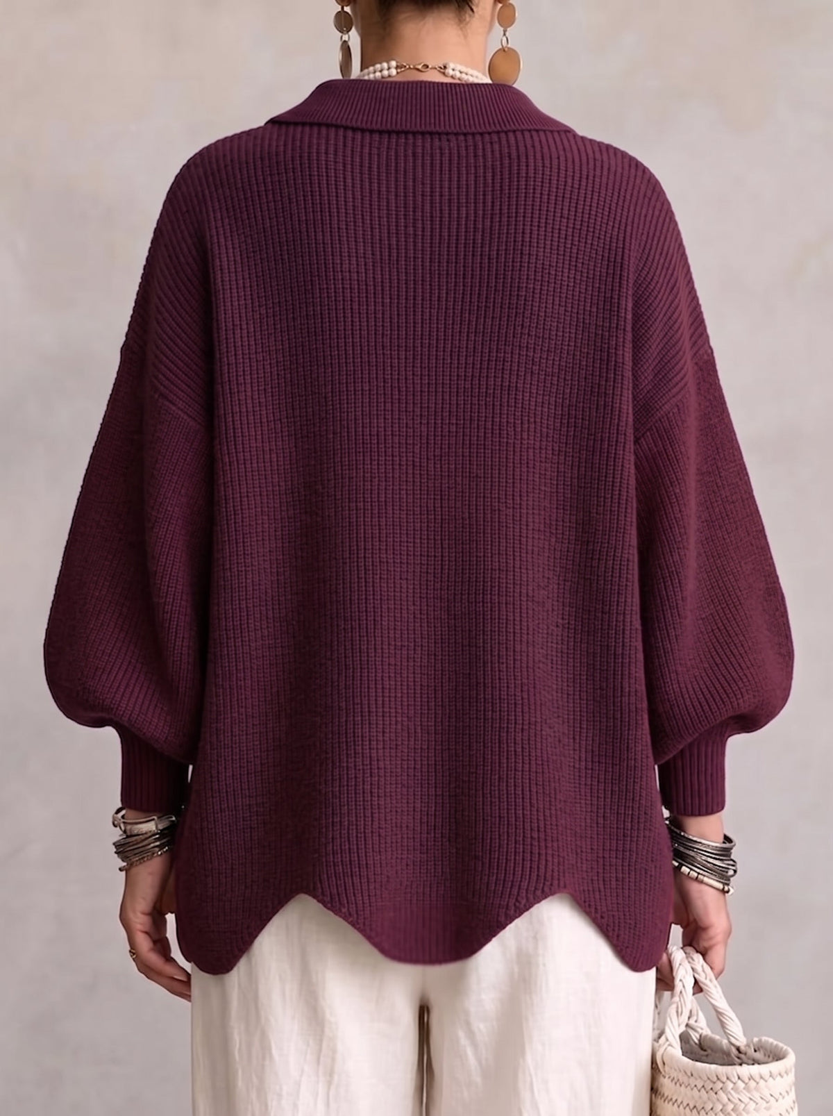 Isadora | Cárdigan Oversize con Cuello y Botones Metálicos
