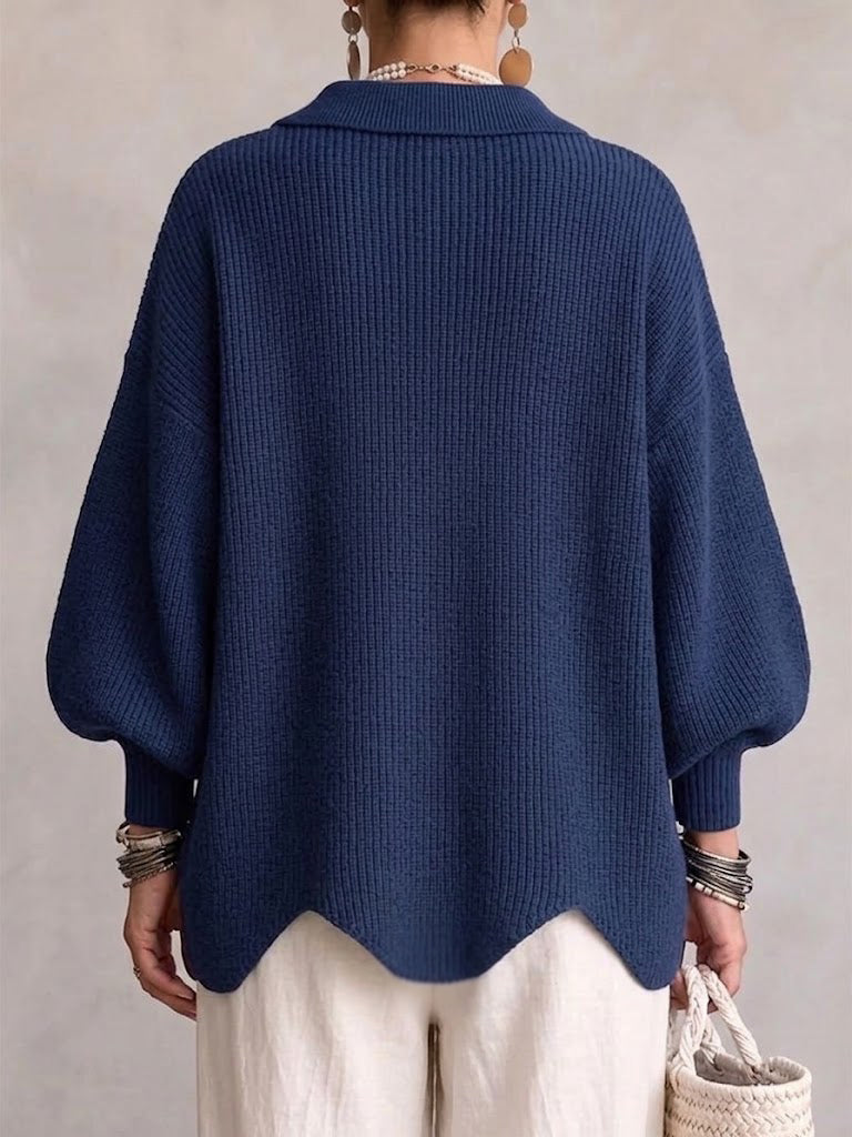Isadora | Cárdigan Oversize con Cuello y Botones Metálicos