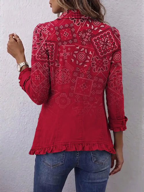 Santina | Chaqueta Estampado Cachemira Degradada con Volantes