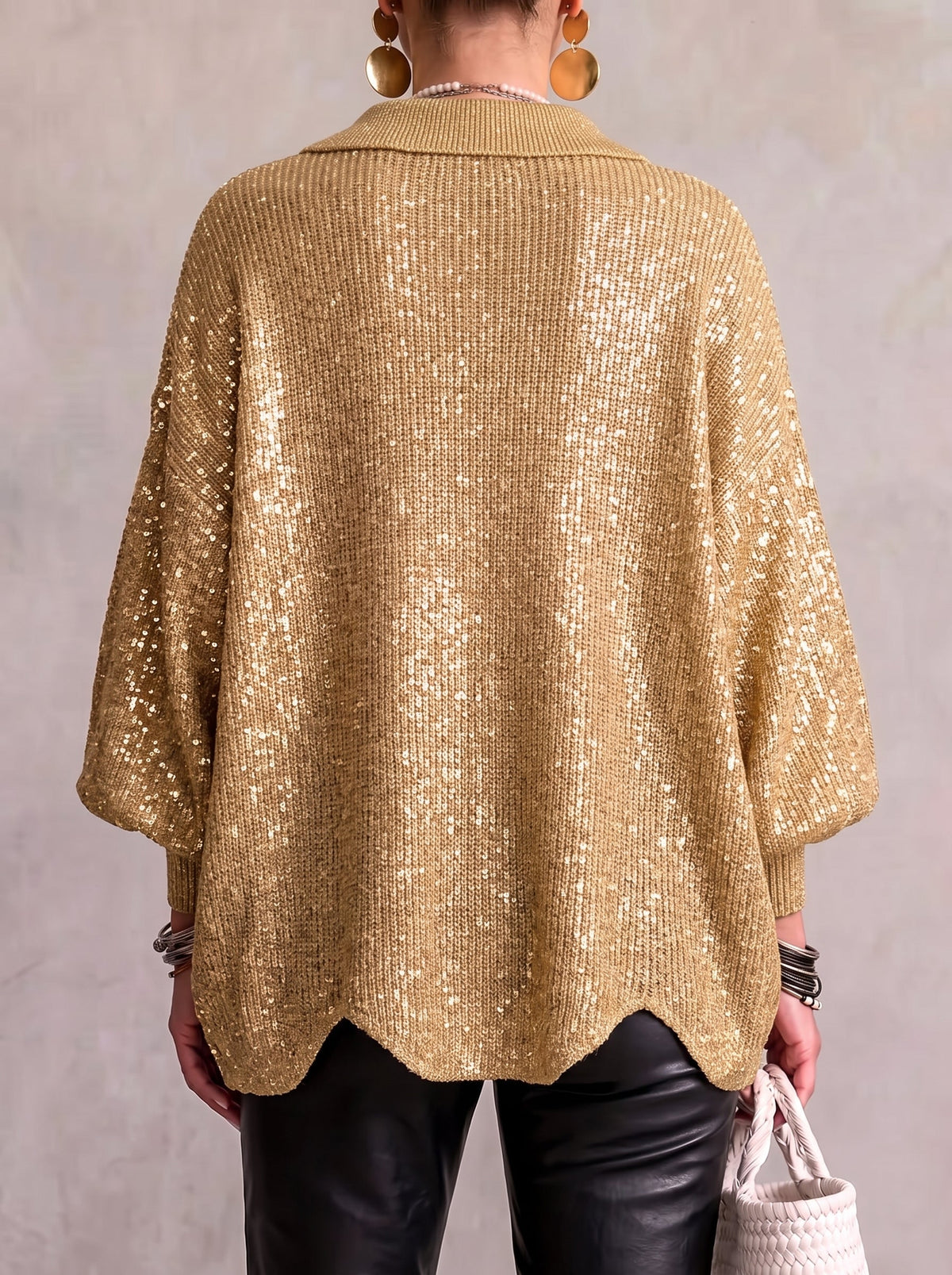 Isadora | Cárdigan Oversize con Cuello y Botones Metálicos