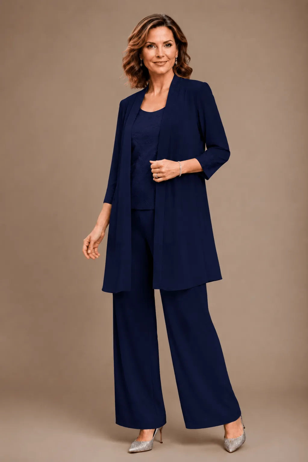 Evelyn Conjunto de Pantalón de Tres Piezas Bordado
