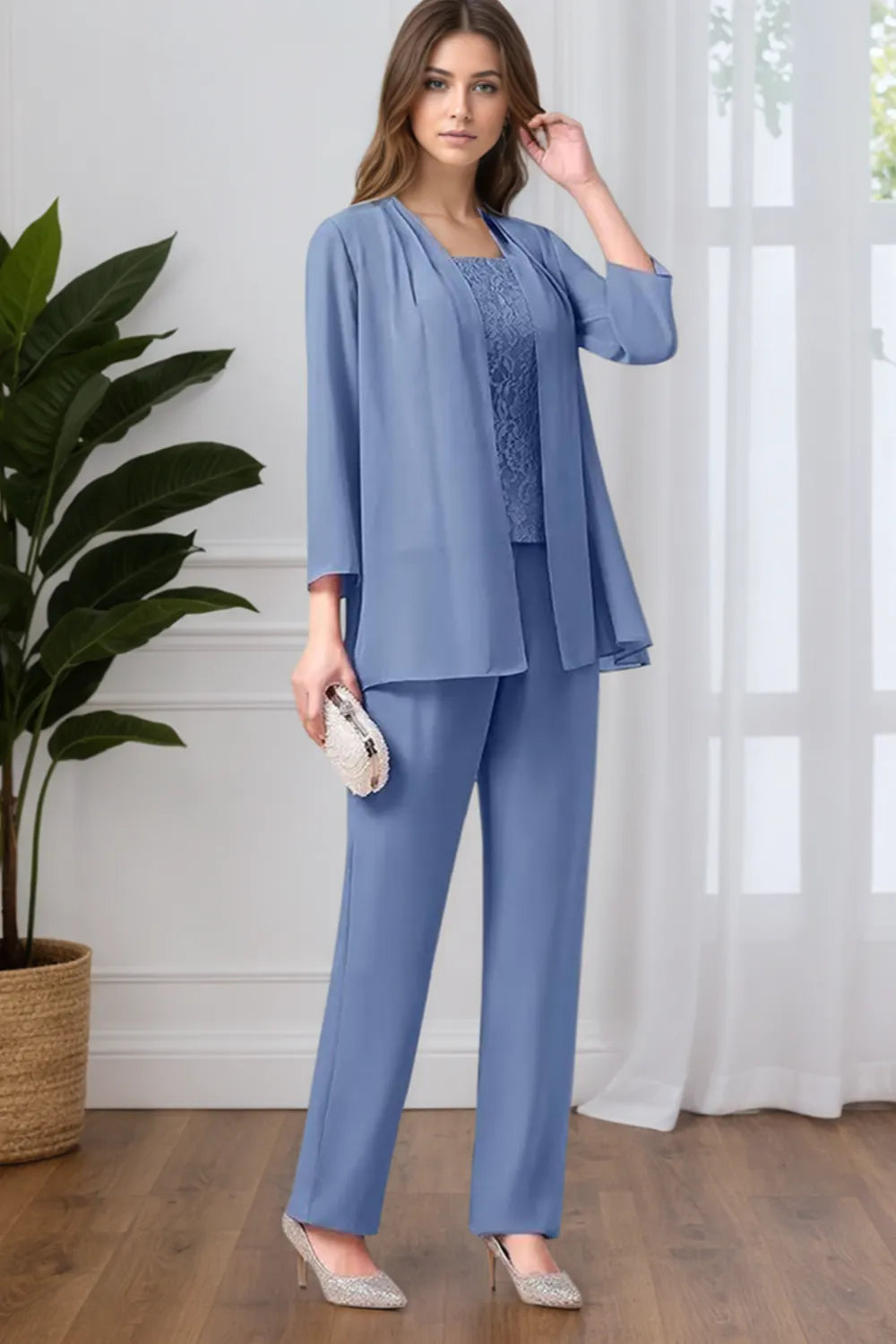 Conjunto de Pantalón Formal Elegante de 3 Piezas