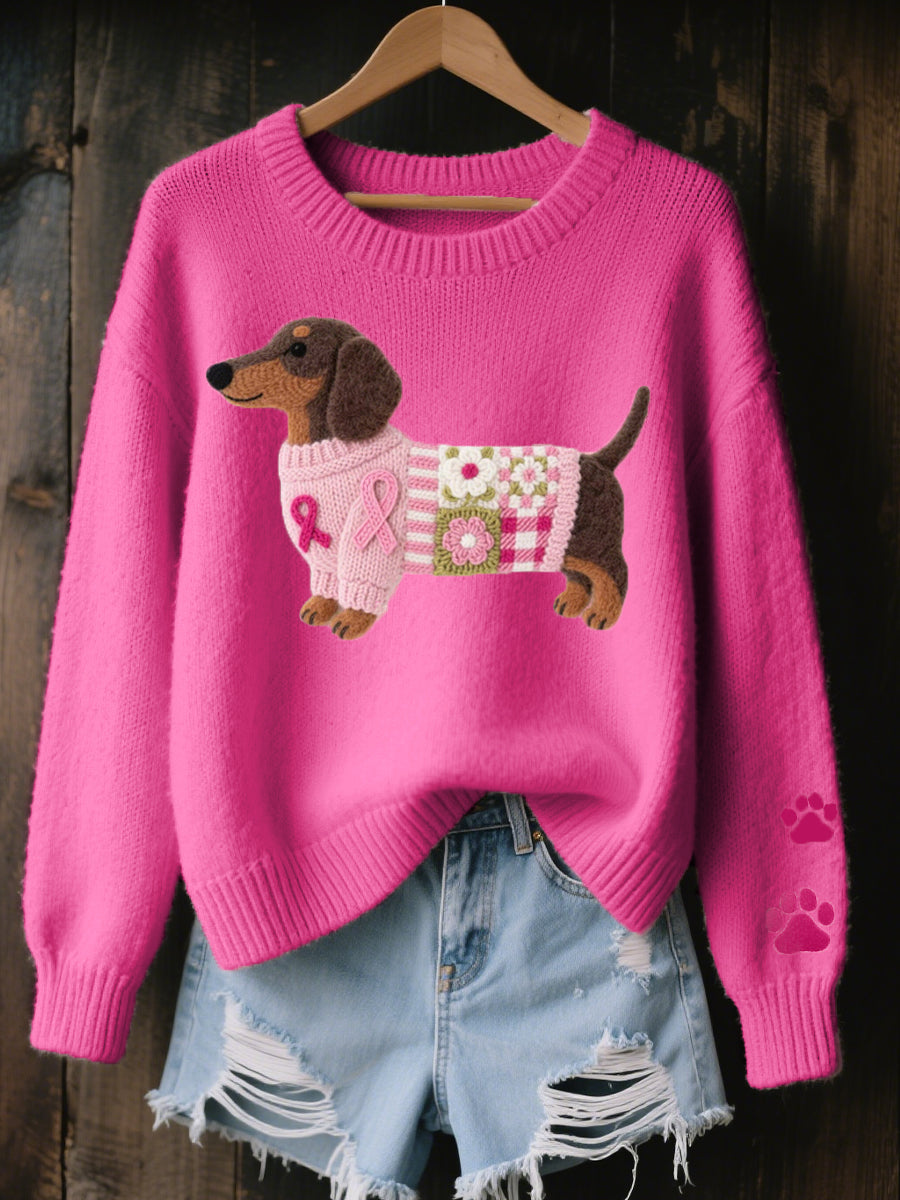 Clodagh | Jersey de Punto con Detalle de Perro Salchicha de Lana Fieltrada